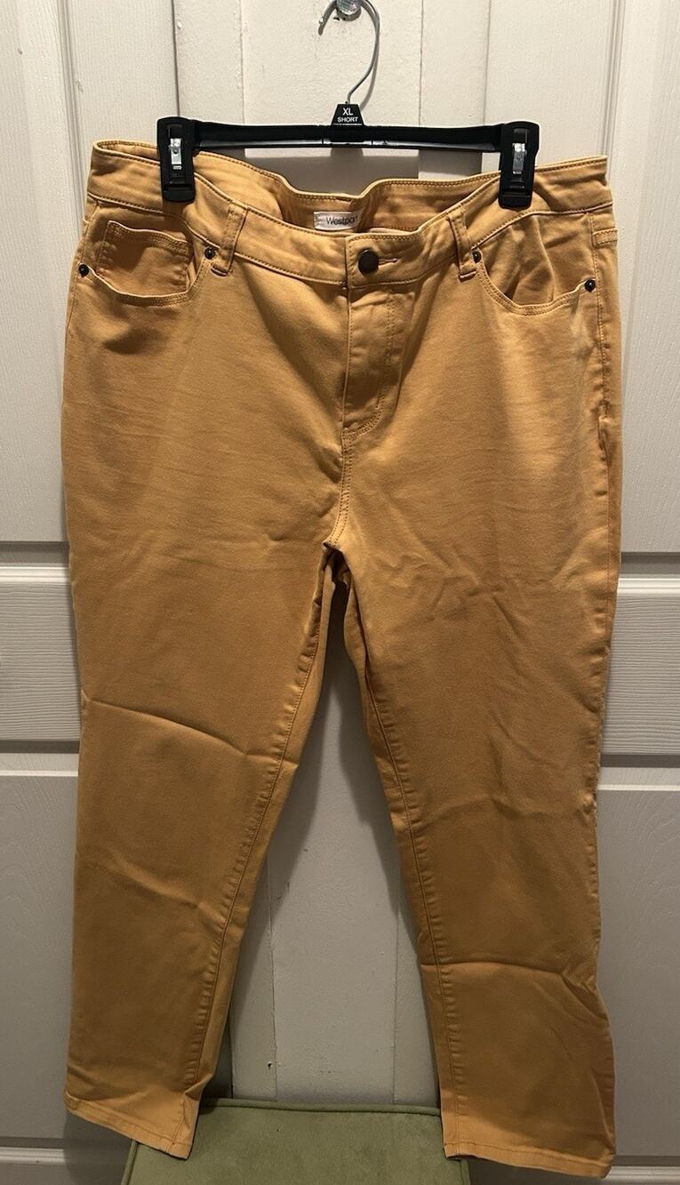 Westport Women’s Mustard Yellow Solid Denim Jeans Pants size 16